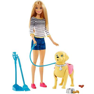 Barbie - Spacer z pieskiem czyścioszkiem DWJ68