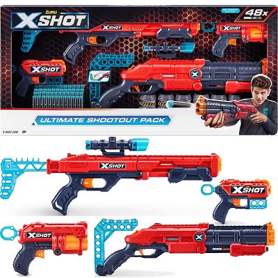 ZURU X-Shot Zestaw 4 wyrzutni Pakiet Ultimate Shootout 36251