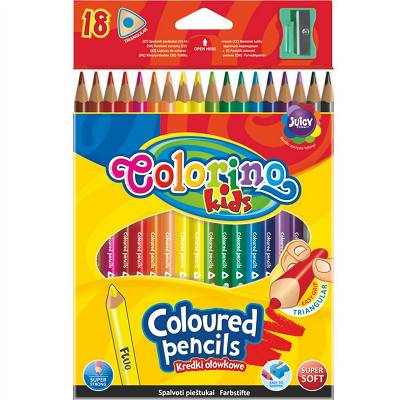Colorino - Kredki trójkątne 18 kolorów + temperówka 57431