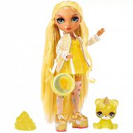 Rainbow High Fashion - Błyszcząca lalka Sunny Madison + zwierzątko i slime 120186
