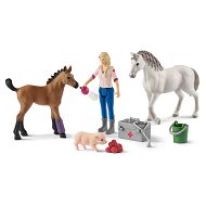 Schleich - Weterynarz odwiedzający klacz i źrebię 42486