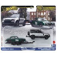 Hot Wheels - Pojazd transportowy 2023 Land Rover Defender 110 i Jaguar MK1 JBM29 FLF56