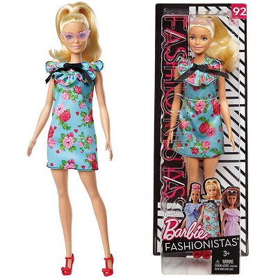 Barbie Fashionistas - Lalka 92 Teal Floral Dress Original FJF52