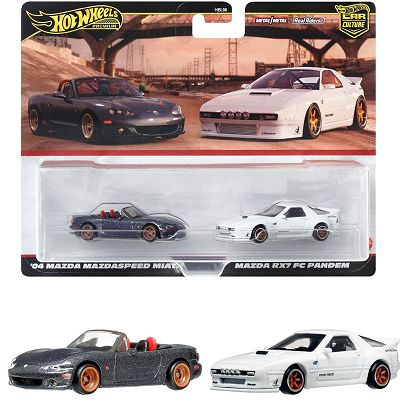 Hot Wheels Premium 2-Pack Mazda RX7 FC Pandem i '04 Mazda Mazdasspeed Miata HRR75 HBL96