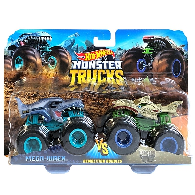 Hot Wheels - Monster Truck 2pak Mega T-Rex vs Leopard Shark FYJ65