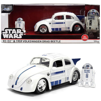 JADA Star Wars Metalowy samochód 1959 VW Drag Beetle 1:24 + figurka R2D2 36912