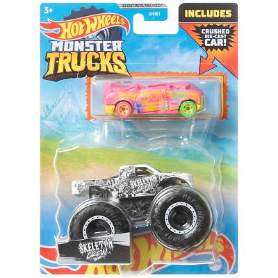 Hot Wheels - Monster Truck Skeleton Crew + autko HDC01 GRH81