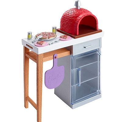 Barbie ogród - piec do pizzy z lodówką FXG39