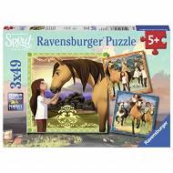 Ravensburger - Puzzle Spirit - przygoda na koniach 3 x 49 elem. 080687