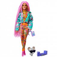 Barbie Extra Moda - Lalka Pink Braids #10 z dodatkami GXF09