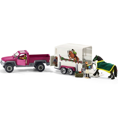 Schleich - Pick-Up z przyczepą dla konia + figurki i akcesoria 42346