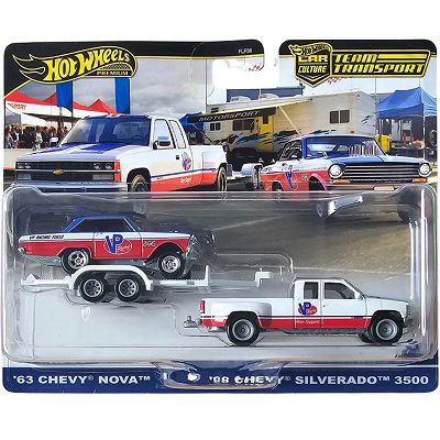 Hot Wheels - Pojazd transportowy 88 Chevy Silverado 3500 & 63 Chevy Nova HRV42 FLF56