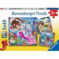 Ravensburger - Puzzle Urocze syrenki 3 x 49 elem. 080632