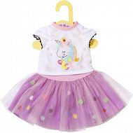 BABY born Dolly Moda - Koszulka z jednorożcem i spódniczka Dla lalki 43 cm 870495