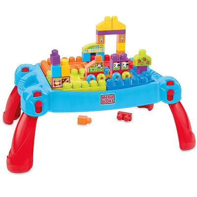 Mega Bloks - Stolik z klockami niebieski First Builders CNM42
