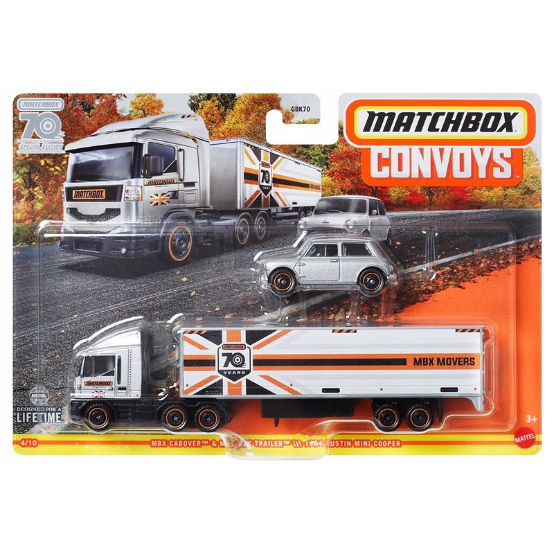 Matchbox Convoys MBX Ciężarówka z naczepą i Austin Mini
