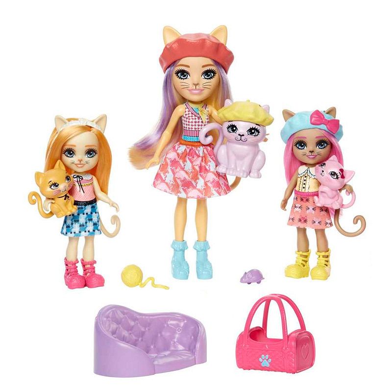 Enchantimals Family Carmel Cat + siostry i ich kotki HHC11