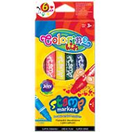 Colorino - Flamastry dwustronne z pieczątkami 6 kolorów 36122