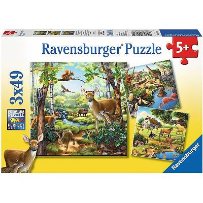 Ravensburger - Puzzle Zwierzęta  3 x 49 elem. 092659