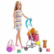 Barbie i spacerówka z pieskami GHV92