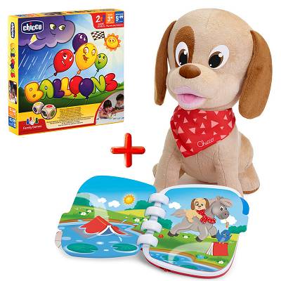 Chicco - Interaktywny piesek Lucky + Gra rodzinna Baloniki 9606