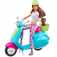 Barbie Wakacyjna Przygoda - Barbie na skuterze ze szczeniaczkiem HGM55