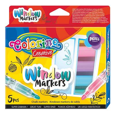 Colorino - Kredowe markery do szkła 5 kolorów 39637