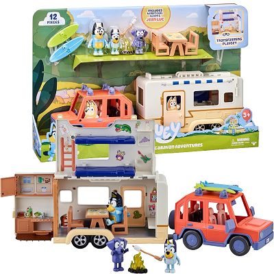 Bluey Duży Zestaw Auto z Przyczepą kempingową + 3 figurki 13096