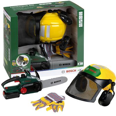 Klein Zestaw Drwala z piłą łańcuchową przyłbicą i rękawicami 8197