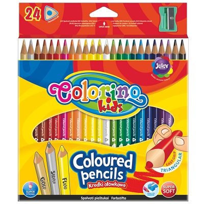 Colorino - Kredki trójkątne 24 kolory + temperówka 57462