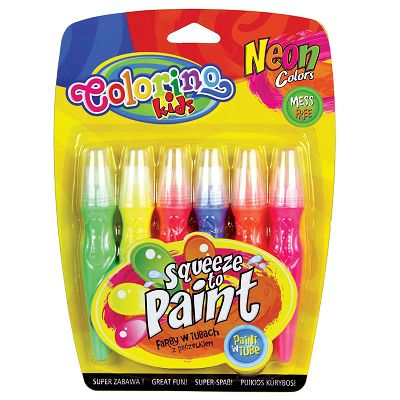 Colorino -  Farby w tubach z pędzelkami 6 kolorów neonowych 34166