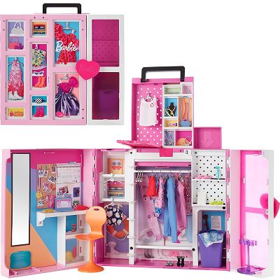 Barbie Wymarzona garderoba Szafa + zestaw ubranek i akcesoriów HBV28