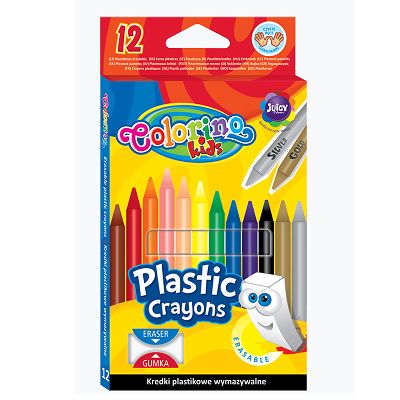 Colorino - Kredki świecowe okrągłe plastikowe wymazywalne 12 kolorów 91992