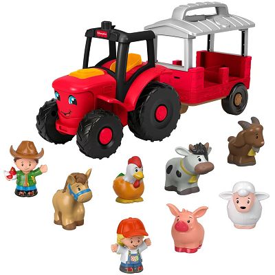 Fisher Price Little People - Muzyczna Duży Traktor z przyczepą 8 figurek JLM99
