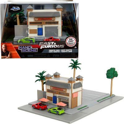 Jada Fast&Furious Szybcy i wściekli Diorama Kawiarnia Toretto + 2 samochody 34914