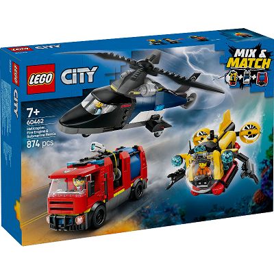 LEGO City Zestaw z helikopterem, wozem strażackim i łodzią podwodną 60462